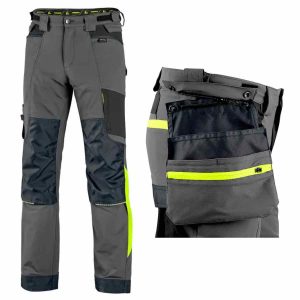 Alternative view of Штаны рабочие 4-Stretch CXS NAOS-T Grey-Yellow (Чехия)
